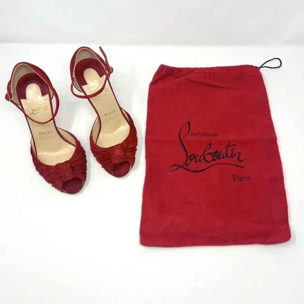 Christian Louboutin Marchavekel Red Suede Knot‎ Pumps Size EU 36 / US 6